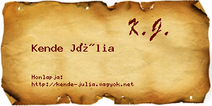 Kende Júlia névjegykártya